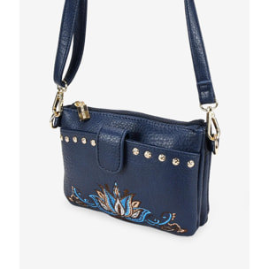 Bolso pequeño azul con bordado