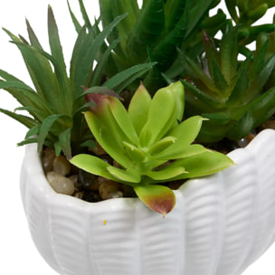 Plante Artificielle Ocea avec Pot Coquillage H20cm Blanc