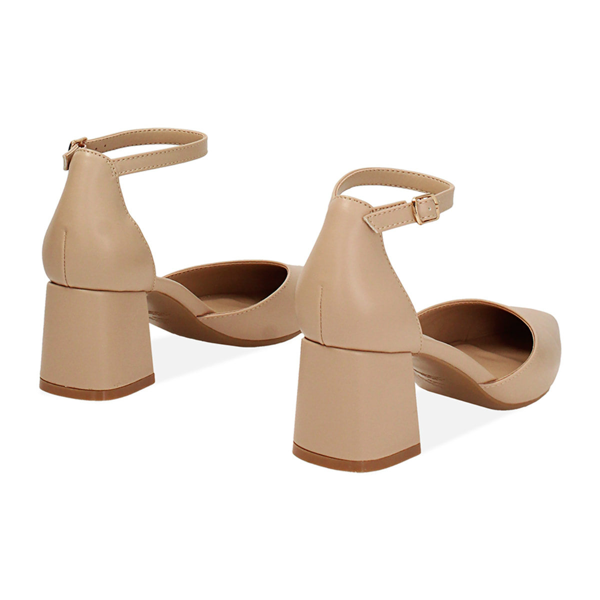 Décolleté open shank donna beige, tacco largo 6,5 cm