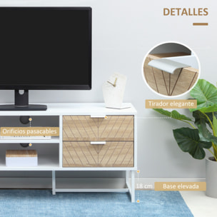 Conjunto para el Hogar Incluye 1 Mueble de TV para Televisores de hasta 47 Pulgadas 1 Mesa de Consola y 1 Mesita Auxiliar con 2 Cajones Blanco y Roble