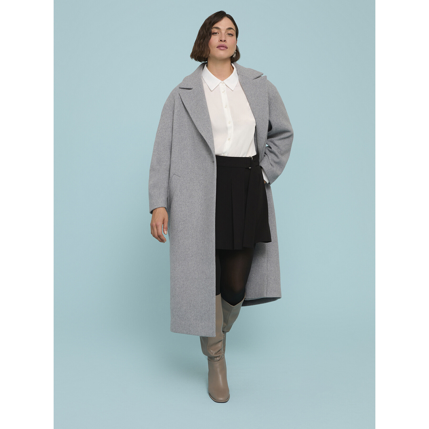 Fiorella Rubino - Abrigo largo de paño de lana mixta - Gris