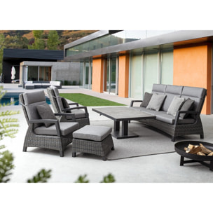 Tavolo TRUMAN in ceramica e struttura antracite con altezza regolabile 140x85x49 cm - 140x85x72 cm