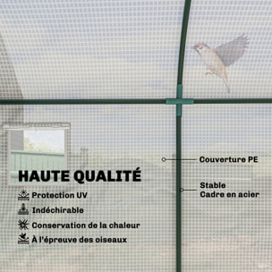 Serre de Jardin serre à tomates dim. 3 x 1 x 2 m 2 portes 4 fenêtres acier PE haute densité blanc