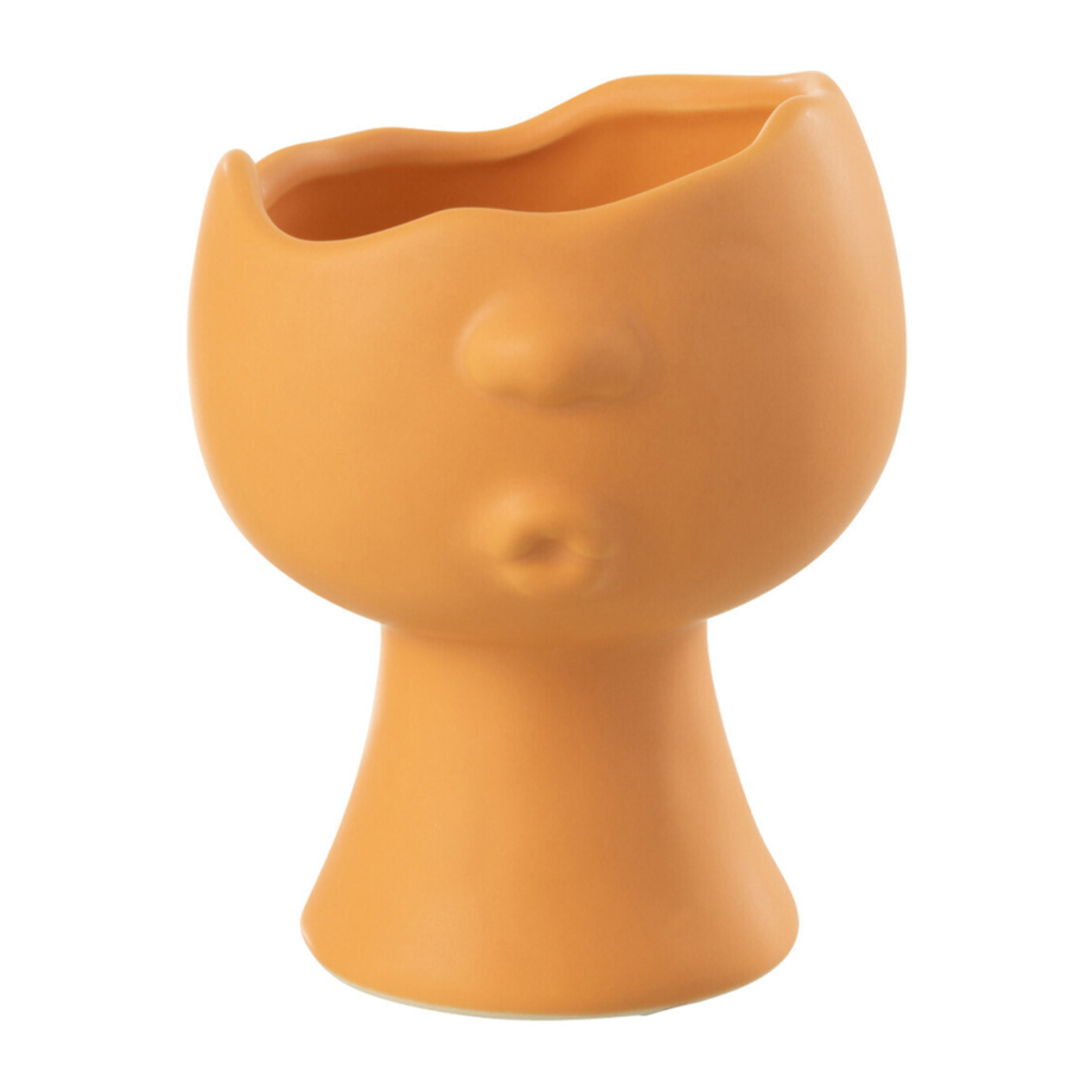 J-Line Pot de fleurs visage, Design orange frappant, Porte-fleurs en porcelaine, Cadeau tendance pour les amateurs de jardinage, Décoration de table ou de salon élégante et fonctionnelle, hauteur 14.5 cm