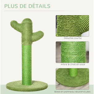 Griffoir chat design cactus H.65 cm sisal polyester vert