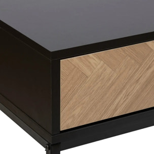 Console "Chevrons" 2 tiroirs effet pin naturel et noir 110x75cm