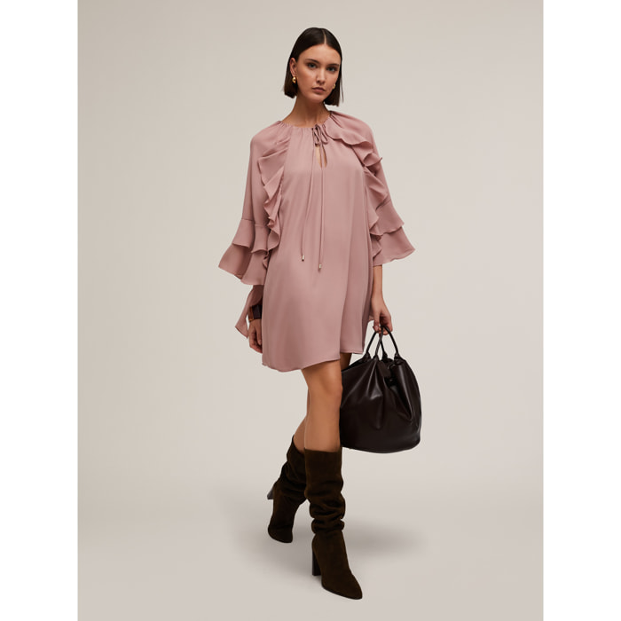 Motivi - Vestido corto con volantes - Rosa
