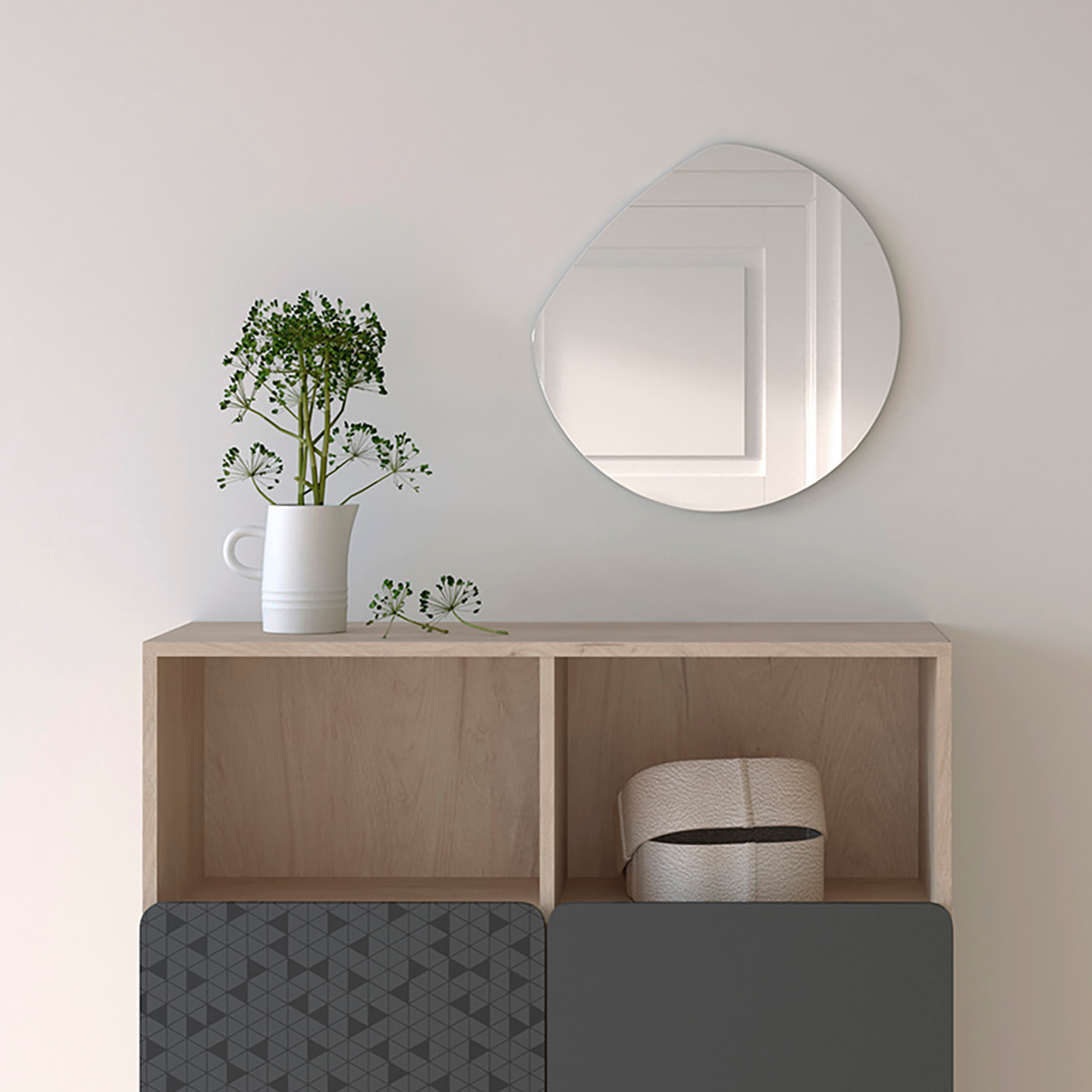 Espejo redondo Lune aglomerado blanco ø38cm