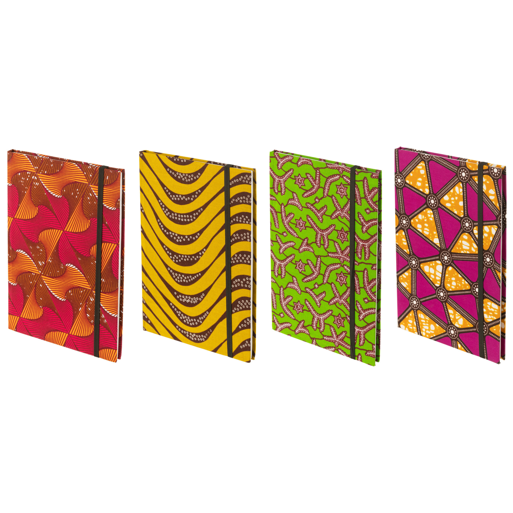 J-Line carnet De Notes A4 Motifs - papier/textile - mix - large - 4 stuks