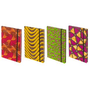 J-Line carnet De Notes A4 Motifs - papier/textile - mix - large - 4 stuks