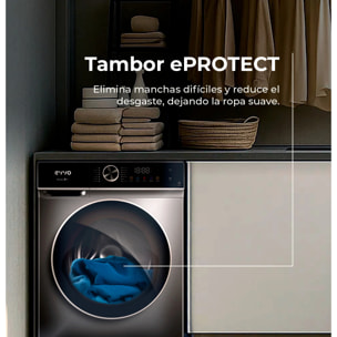 EVVO Lavadora 10 kg carga frontal Nova P10, 1200 rpm, Clase energética A, , Lavado Rápido 15', SMART LOAD, Tambor ePROTECT, Inicio diferido, Inox