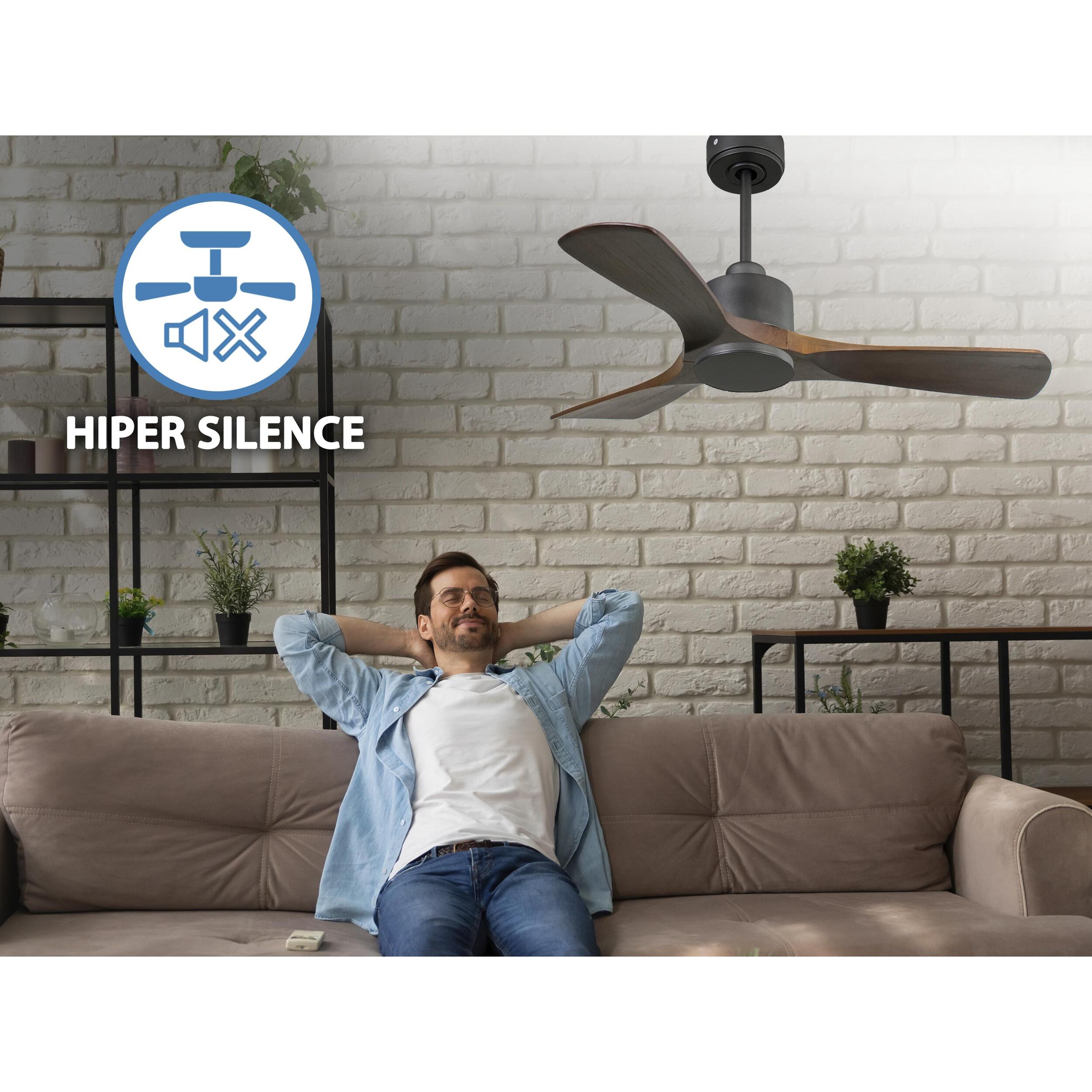 Ventilador de techo Reversible Termostato Wifi Motor DC Techos Inclinados Mando a Distancia Hypersilence Memoria PrincipeD106C0365201 PURLINE