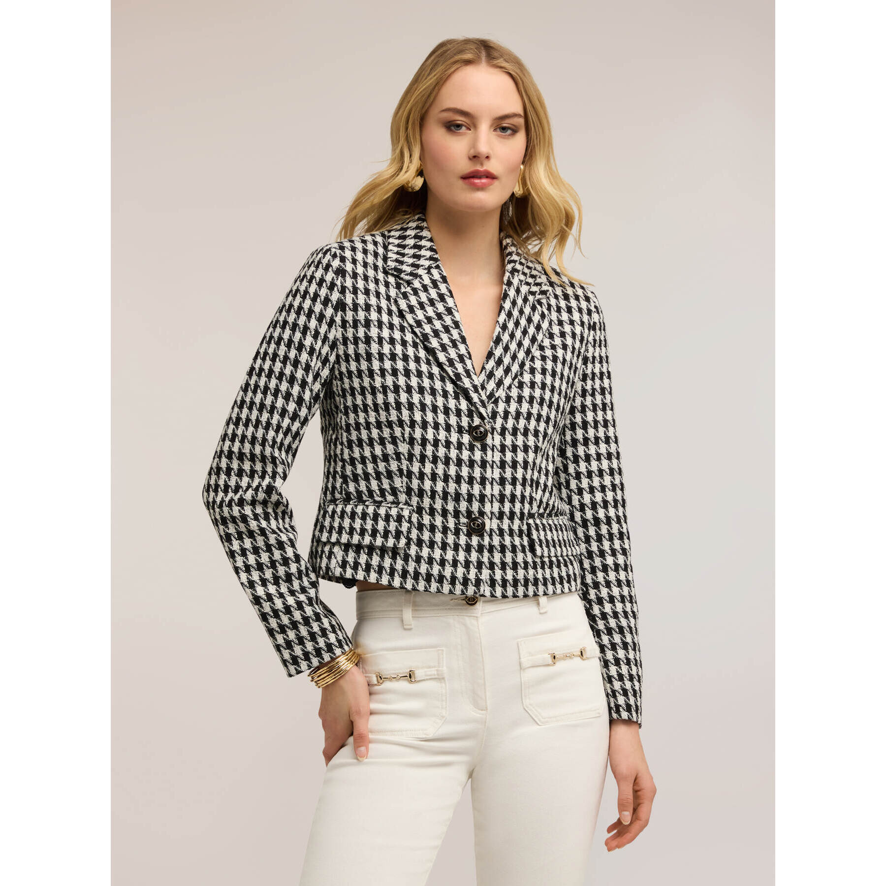 Motivi - Chaqueta corta pata de gallo - Negro