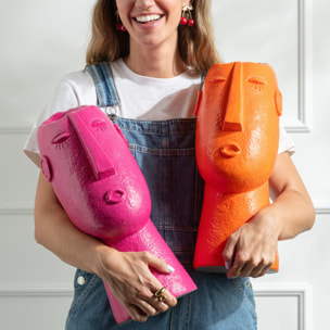 J-Line Vase Visage Extérieur - ciment - orange foncé