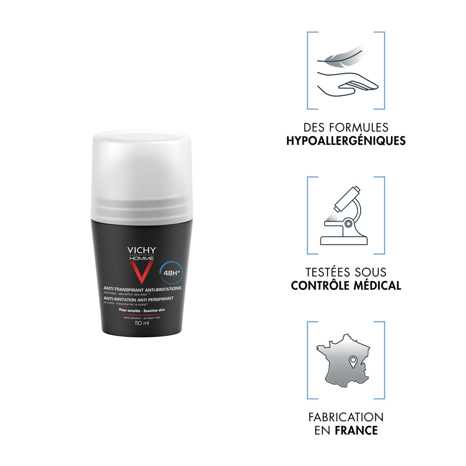 Homme  - Déodorant Anti-Transpirant Roll-On 48h 50 ml