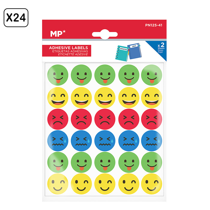 PACK 24 UNITA' ETIKETTE ADESIVE PERSONALIZZABILI DECORATE DESIGN VOLTI (SET 2 UDS)