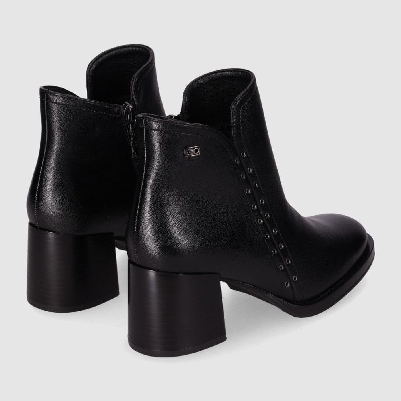Botines de Piel Sintética - Negro - Tacón: 6 cm