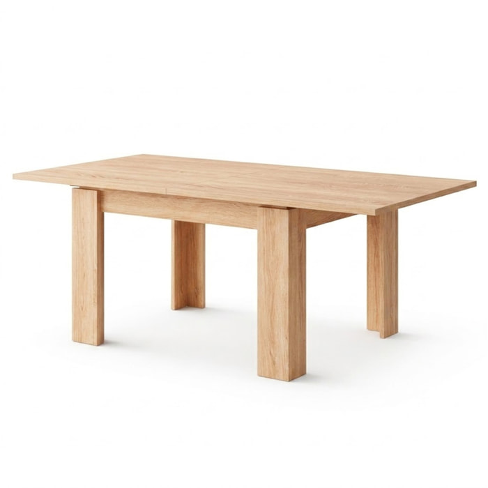 Tavolo Allungabile Moderno Gambe Spesse Design Minimal Meccanismo Centrale Estensibile Ideale Per Cucina Sala da Pranzo 90 x 90 / 180 x 90 Cm Rovere