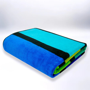 Serviette de plage éponge velours Jacquard - Happy Men - 140x180cm - 400g/m²