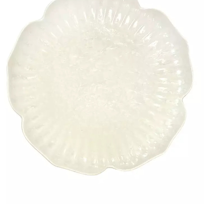 Lot de 6 Assiette à dessert en porcelaine blanche Florale 18.5cm