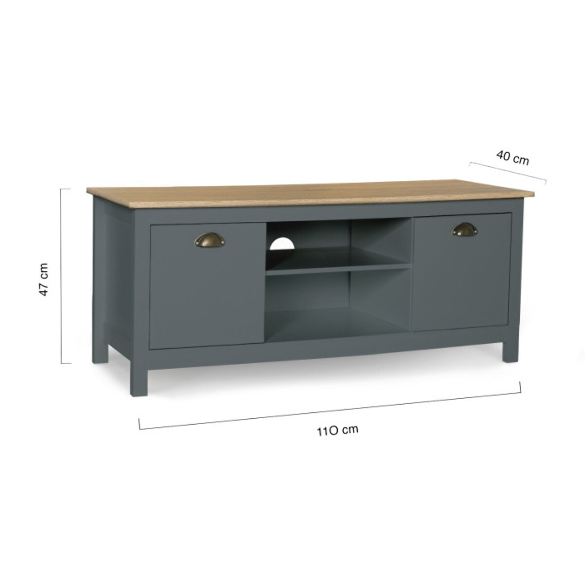 Meuble TV Ninon 2 portes - Bois - Gris