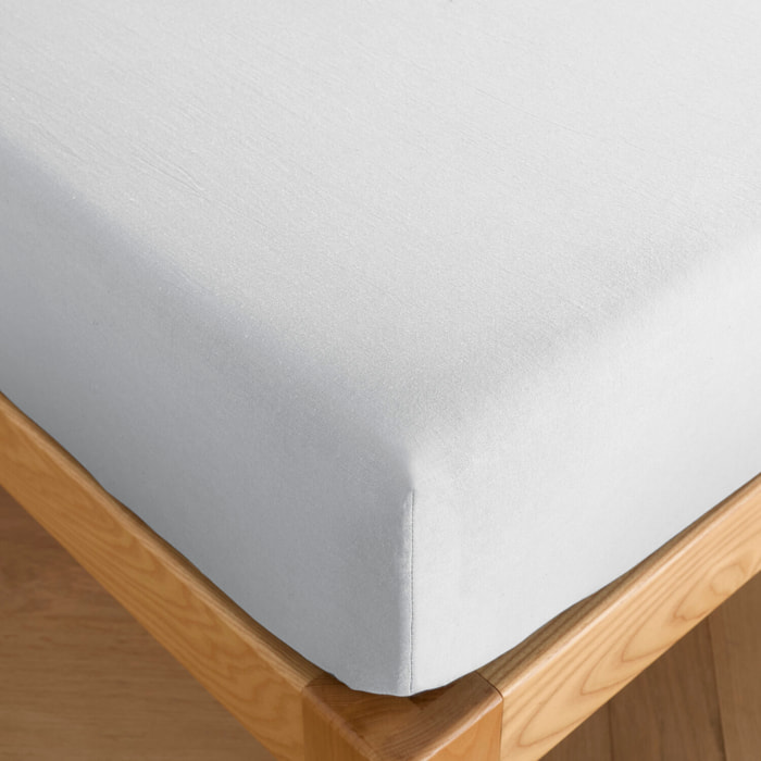 Drap housse 100% percale de coton blanc- Finesse