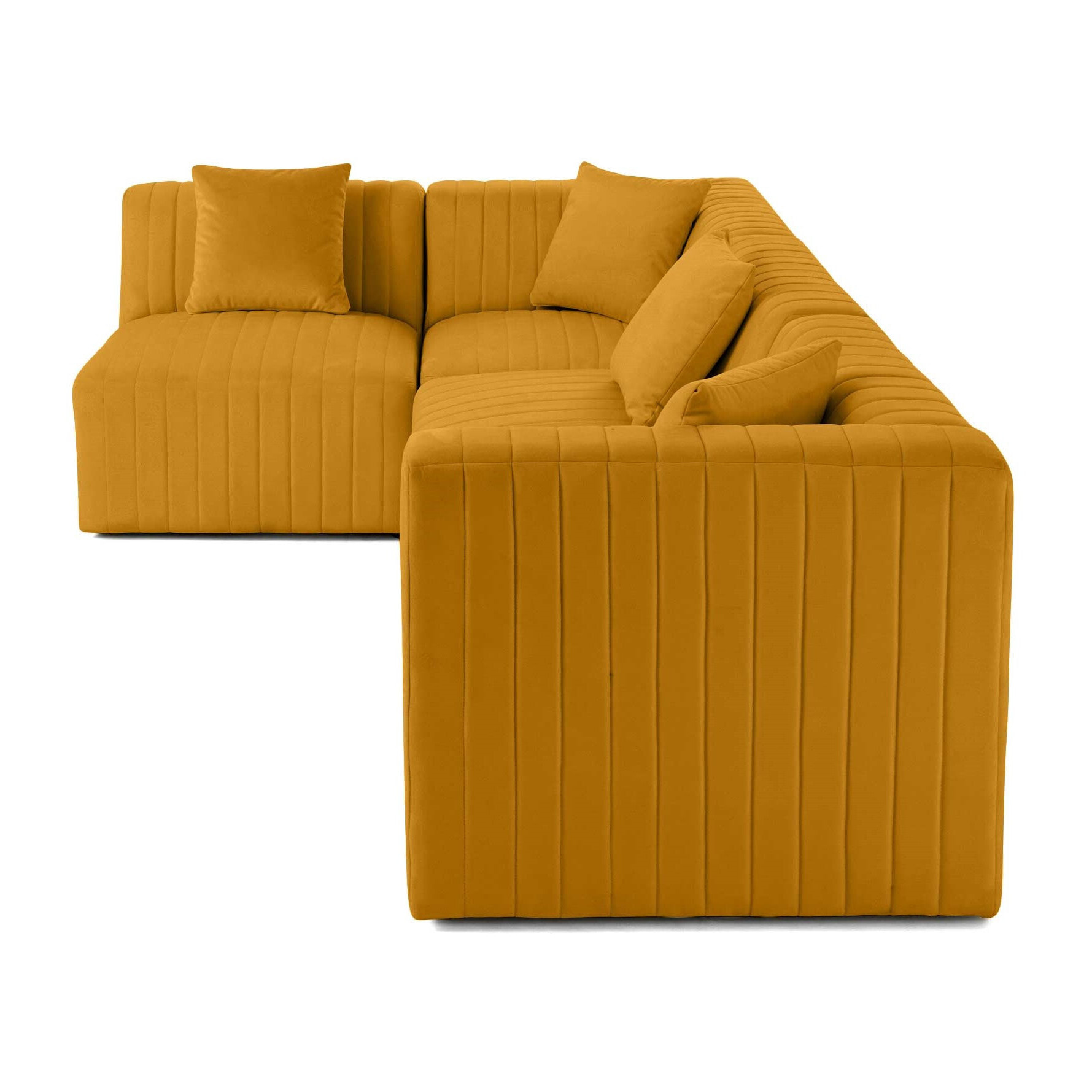 Nova - canapé modulable d'angle gauche - 5 places - en velours - Jaune