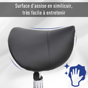 HOMCOM Tabouret de massage tabouret selle ergonomique pivotant 360° hauteur réglable revêtement synthétique noir