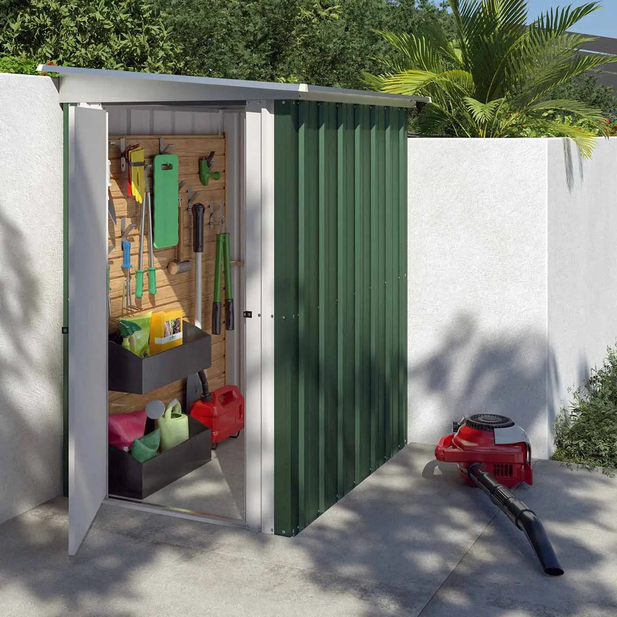 Abri de jardin métal vert Yardmaster 1,5 m² + kit d'ancrage