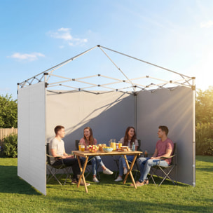 3 Paredes Laterales para Carpas de 3x3 m, Paredes Laterales de Repuesto para Cenador de Tela Oxford 210D con Cremallera, para Fiestas, 300x200 cm, Blanco