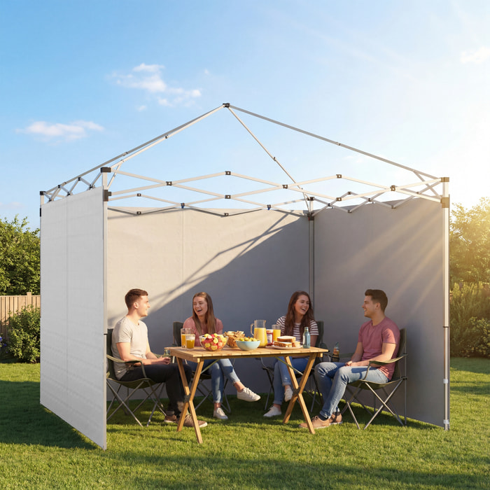 3 Paredes Laterales para Carpas de 3x3 m, Paredes Laterales de Repuesto para Cenador de Tela Oxford 210D con Cremallera, para Fiestas, 300x200 cm, Blanco