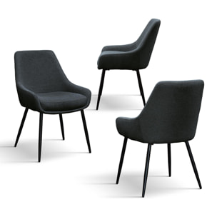 Set di 2 sedie TALLINN in tessuto antracite e gambe in metallo nero opaco, con braccioli