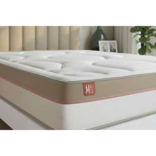 Ensemble Matelas Le Cosy - 30cm - Mémoire de forme - Confort durable - Sommier Tapissier Blanc