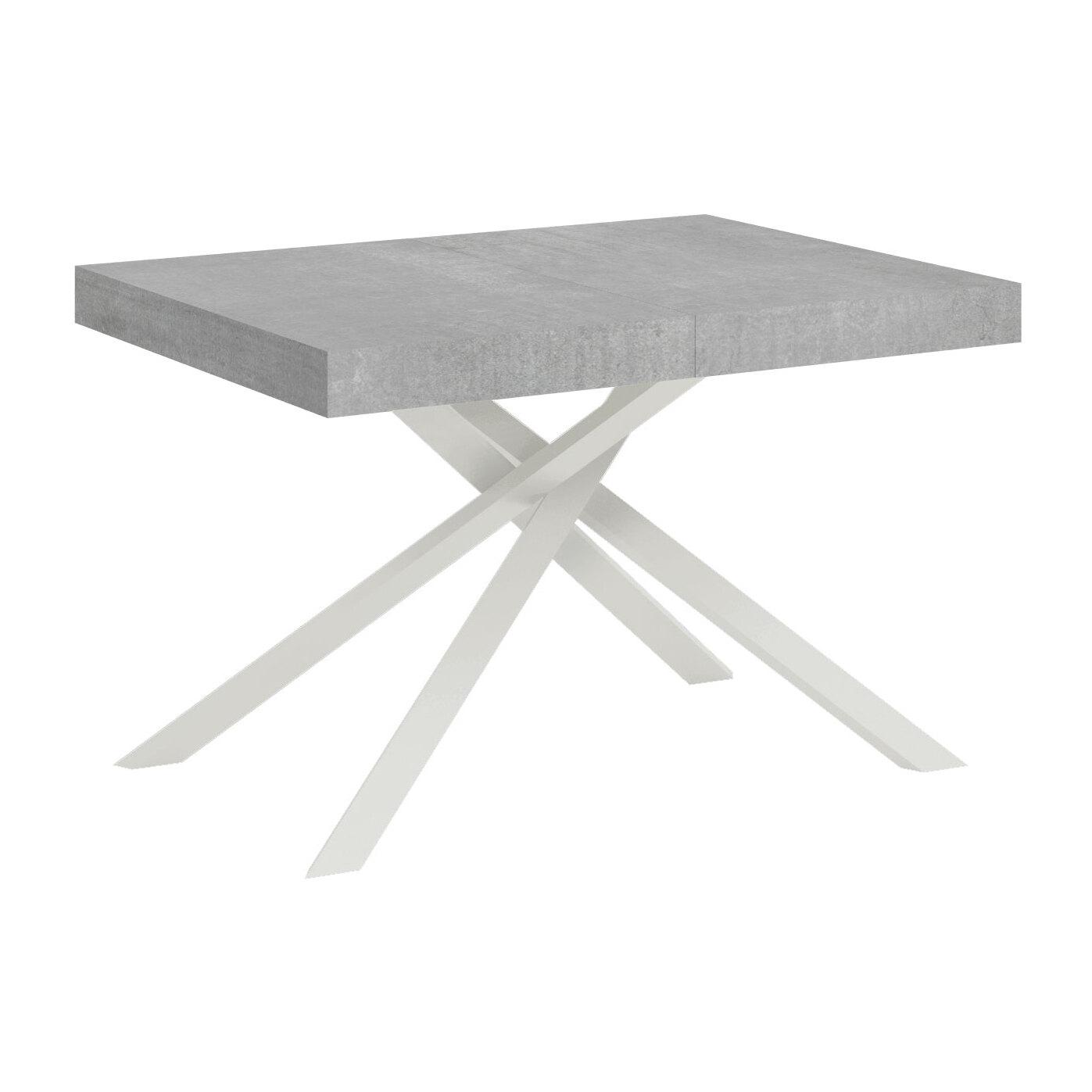 Table extensible 120X80/204cm Karida Gris Béton cadre Anthracite