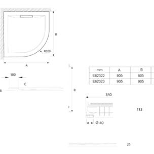 Receveur de douche Flight Pure quart de rond blanc