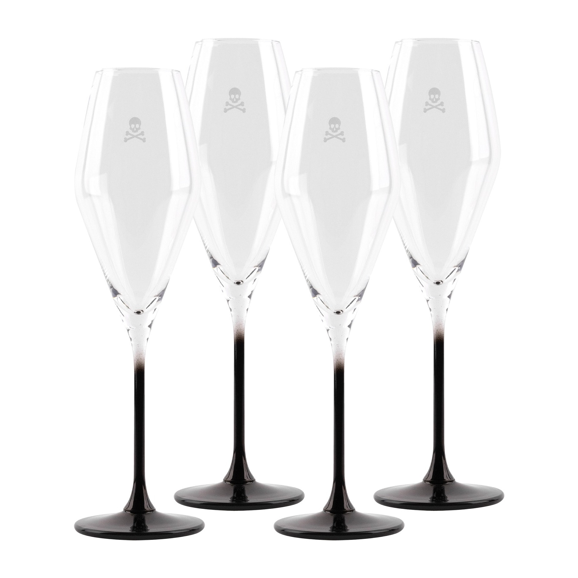 Set 4 copas flauta 18,2cl cristal transparente con negro scalpers home