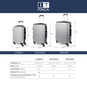 Trolley Mediano 60 Cms Itaca Diamond Plata