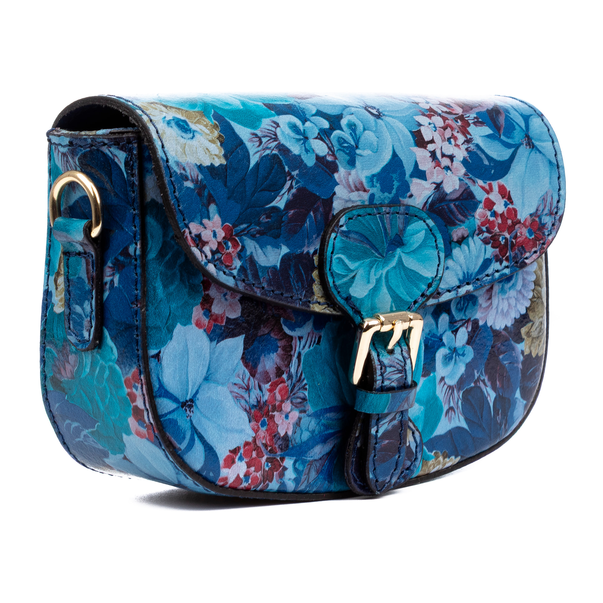 Annone bolso bandolera mujer. Piel auténtica acabado Ruga estampada con flores