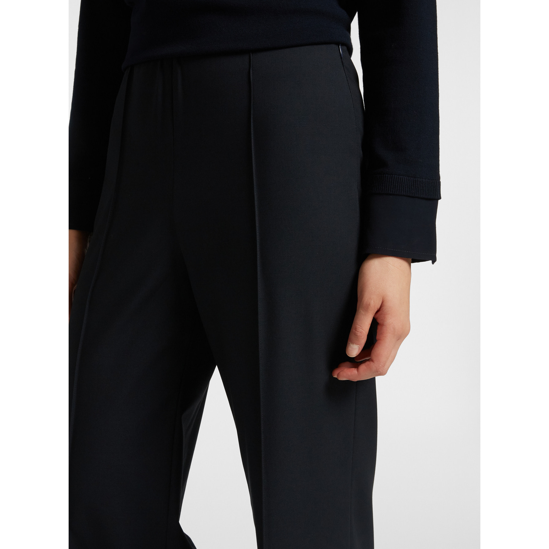 Elena Mirò - Pantaloni gamba larga con zip sul fianco - Blu