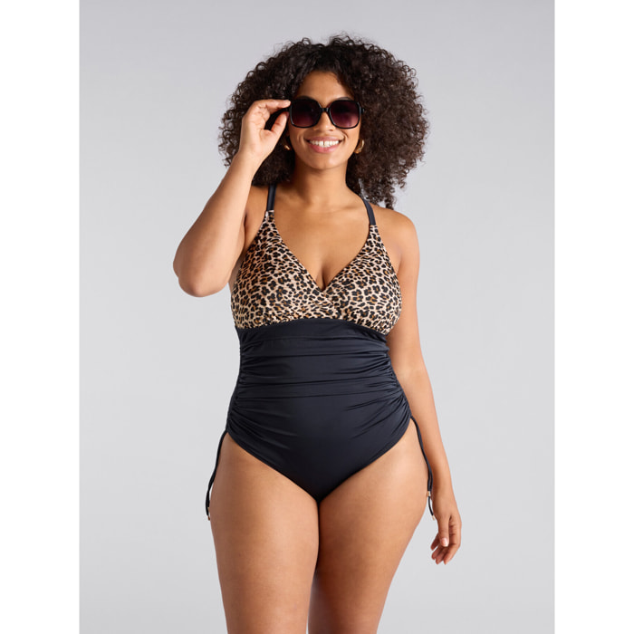 Fiorella Rubino - Costume intero maculato tummy control - Nero
