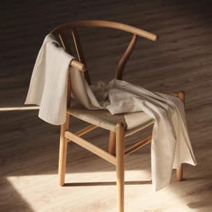 Plaid gaufré 100% coton Blanc chimique 130x170 cm