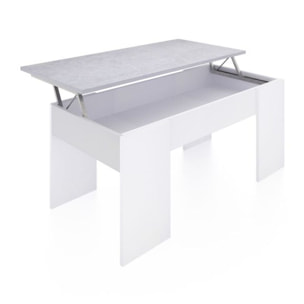 Mesa de centro elevable Vita Blanco Artik (Blanco Mate) - Gris Cemento