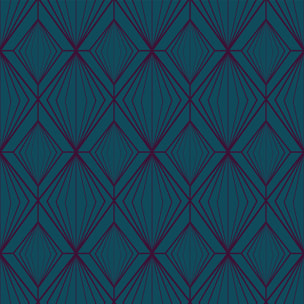 Papier peint art déco losange bleu turquoise Intissé