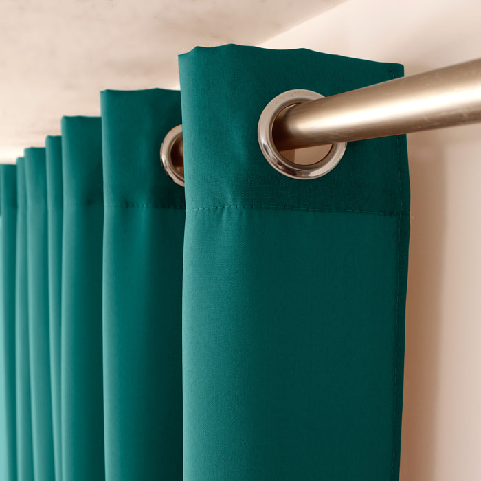 Rideau uni à oeillets - Vert emeraude