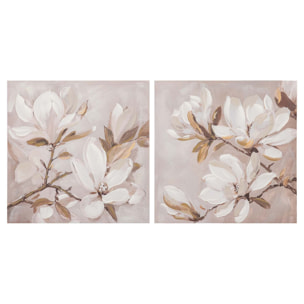 Set 2 Lienzos Flores 80% Pintado A Mano 60x3x60 Cm