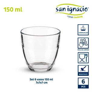 Set 6 vasos cortado 150ml colección vivalto