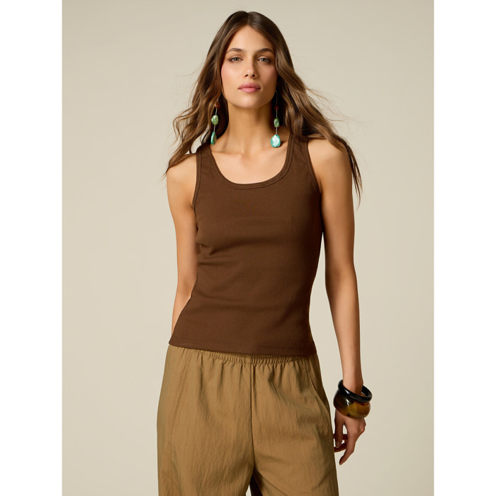 Oltre - Top slim fit - Marrone