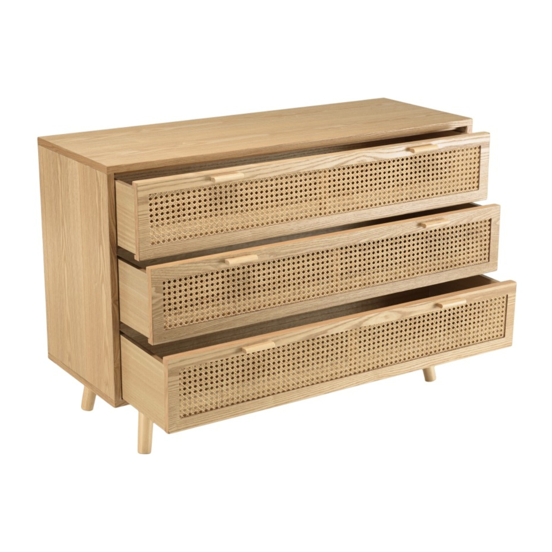 RODRIGO - Commode couleur naturel 3 tiroirs cannage