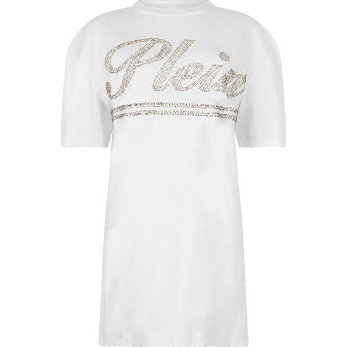 PHILIPP PLEIN Open Back T-Shirt Dress Strass Signature