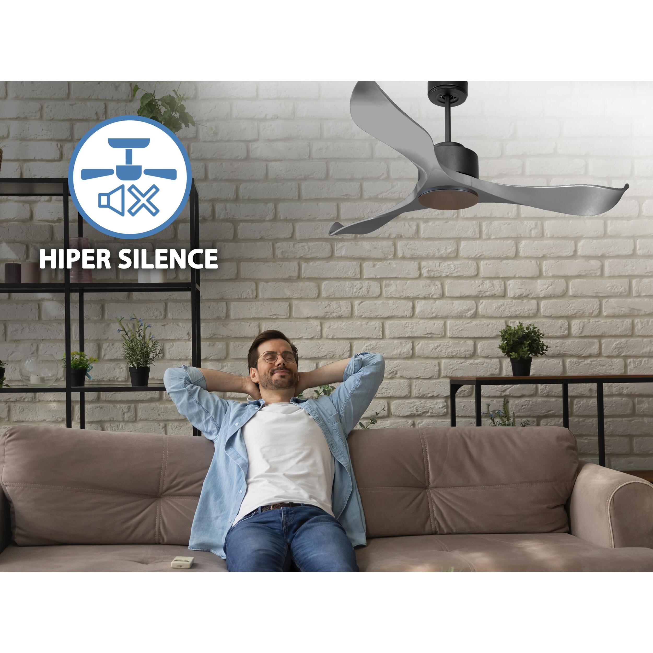 Ventilateur de plafond ø132 cm avec Wifi Réversible Hypersilence 40   W Noir